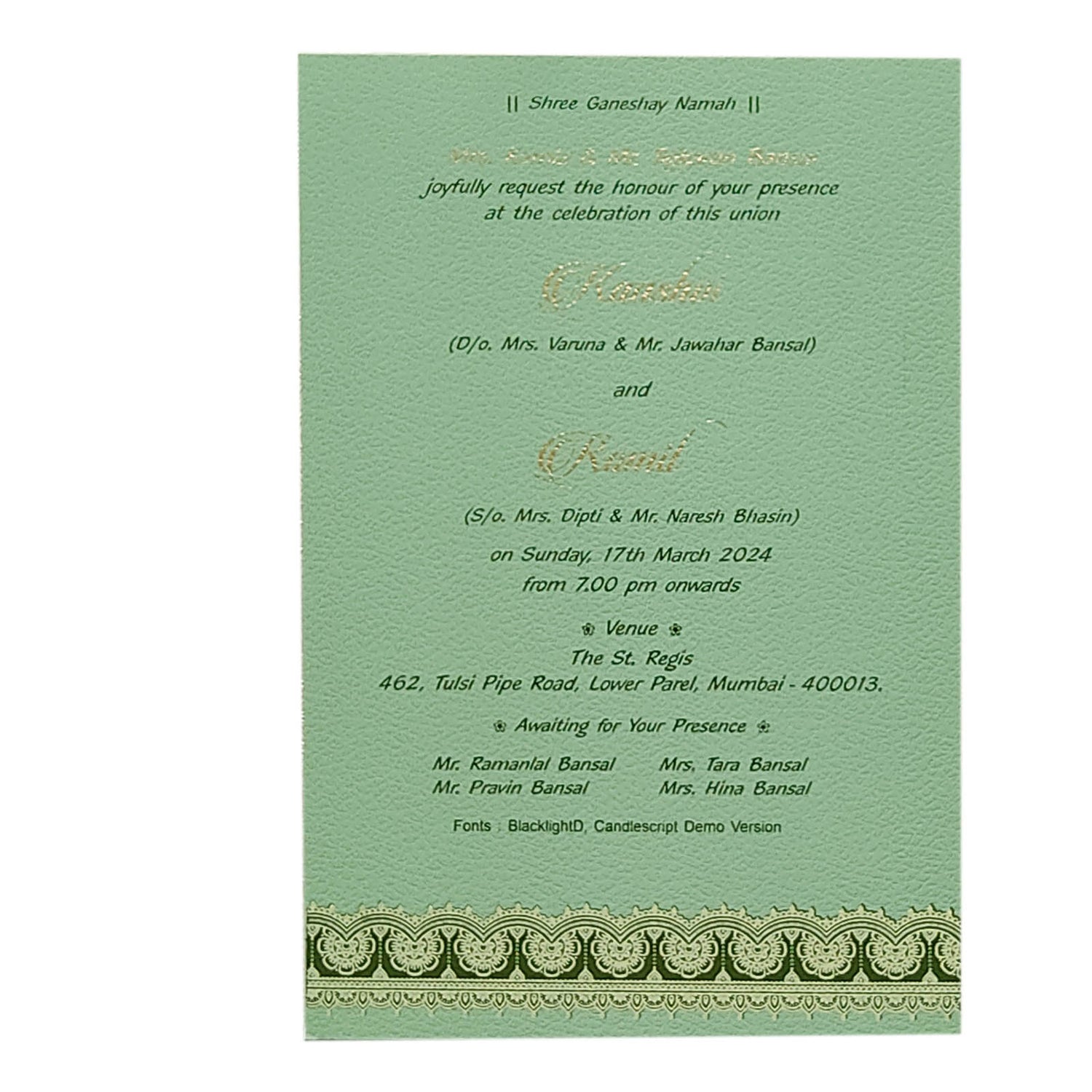Invitation Card - KRCS6212-King of Cards