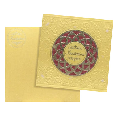 Classic Gold Shading With Hand Made Material Wedding Card - KNK95031