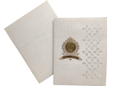Grey Jumbo Metallic Die Cut Wedding Card With White Wooly-KNK9402G