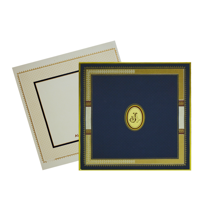 Royal Blue Border Wedding Card-King of Cards