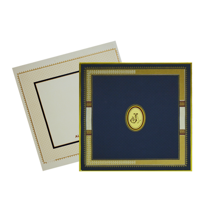 Royal Blue Border Wedding Card-King of Cards