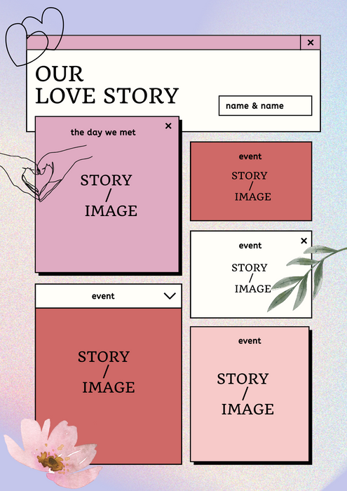 Beige Love Customised Story Invitation-AACSI002