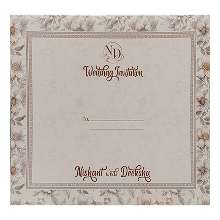Beige Floral Laser Cut Invitation-King of Cards