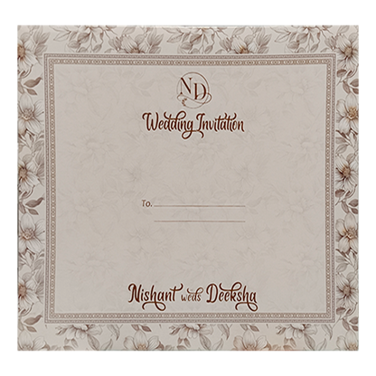 Beige Floral Laser Cut Invitation-King of Cards