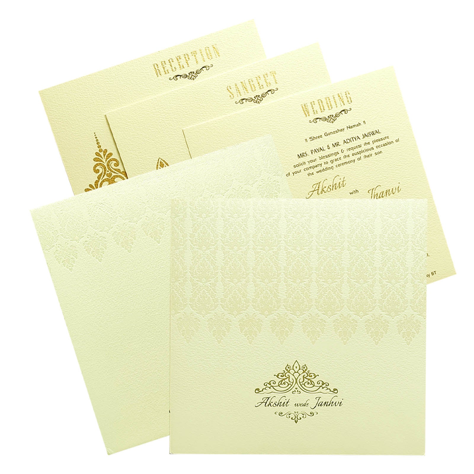 Celebrate in style with customized Cream White Invitation Card Order now! ?WhatsApp Support ?Express Delivery.