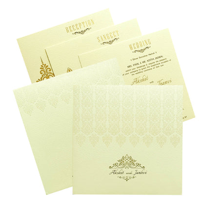 Celebrate in style with customized Cream White Invitation Card Order now! ?WhatsApp Support ?Express Delivery.