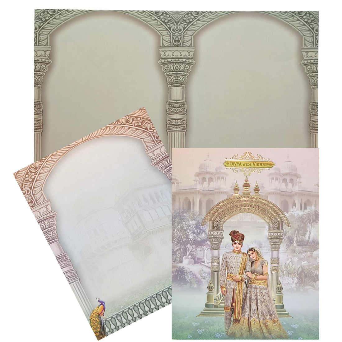 Bride And Groom With Palace View In Gold Foiling Print-KNKJ1095