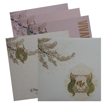 Cream Padded Box Invitation Card-King of Cards