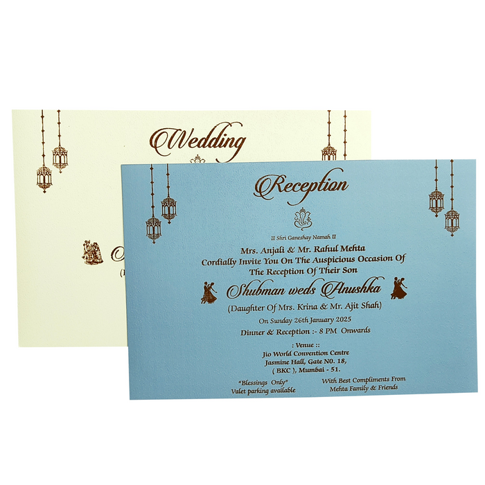 Teal Blue Door Type Wedding Invitation Card-King of Cards