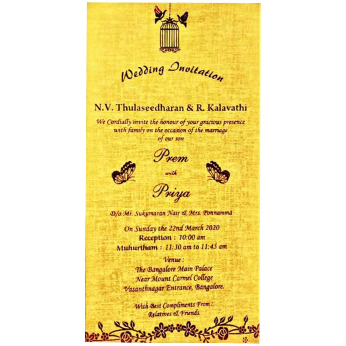 Red single sheet laser cut with gold insert invitation-KNS025RG