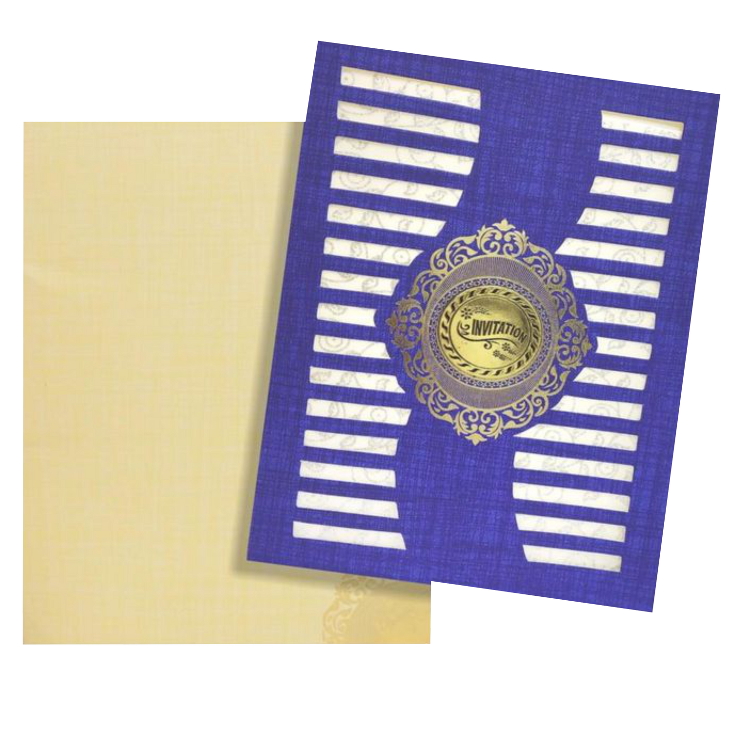 Blue Laser Cut Design Invitation Card-Kncm802b