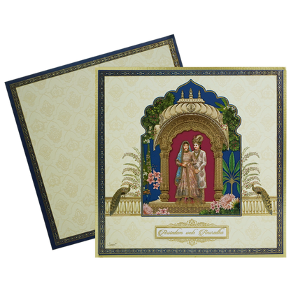 Cream Arch Padded Marriage card-King of Cards