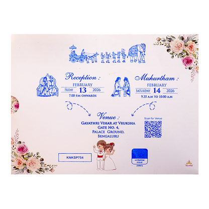 White Floral Slide Wedding Card-King of Cards