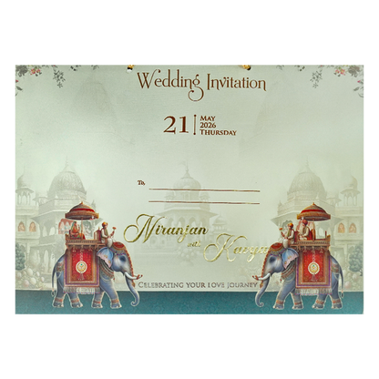 Palace Elephant Padded Wedding Card-KSH72200