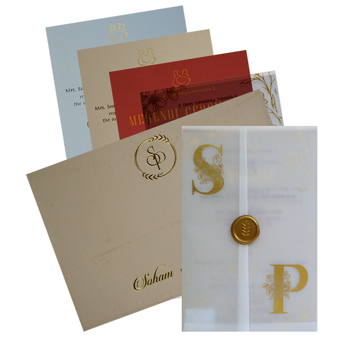 Beige Tracing Sheet Invitation Card-King of Cards