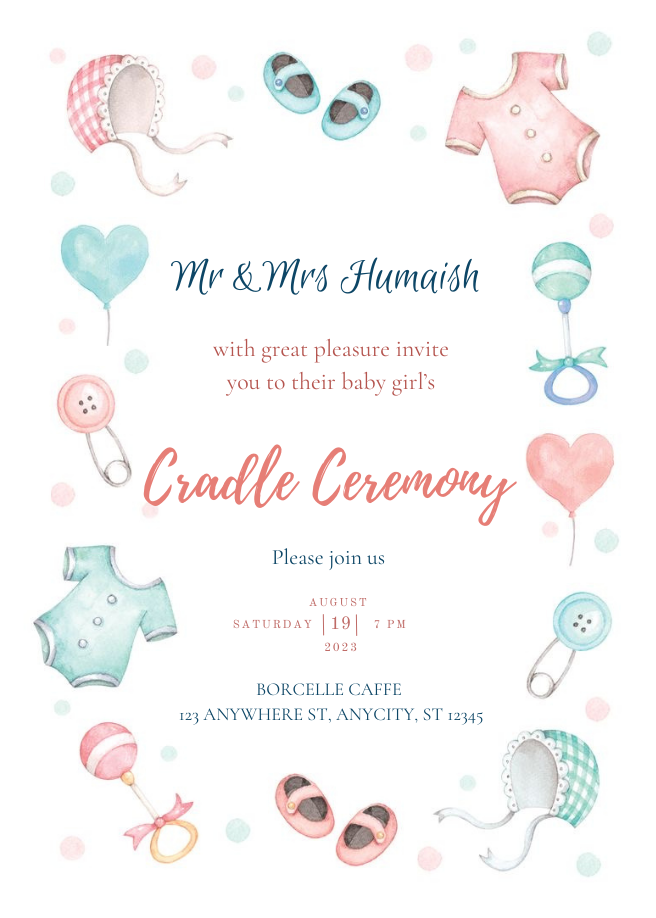 Watercolour Cradle Ceremony Invitation-King of Cards