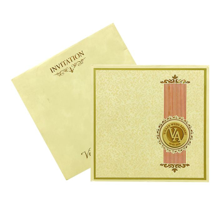 Cream Floral Padded Wedding Card-King of Cards