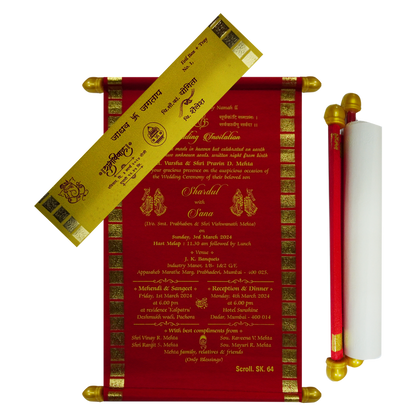 Red Satin Scroll Card-King of Cards