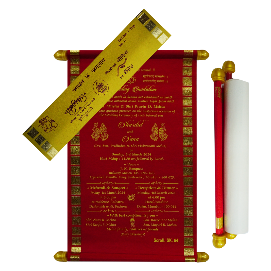 Red Satin Scroll Card-KJTS0064