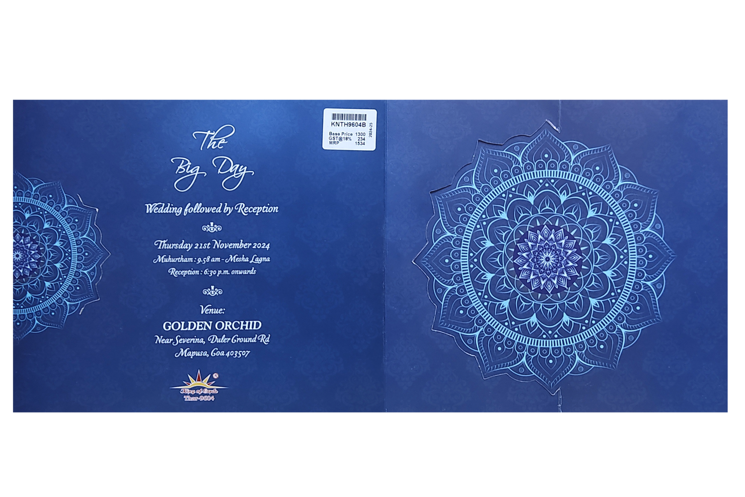 Blue Bride Groom Threefold Wedding Card-KNTH9604B