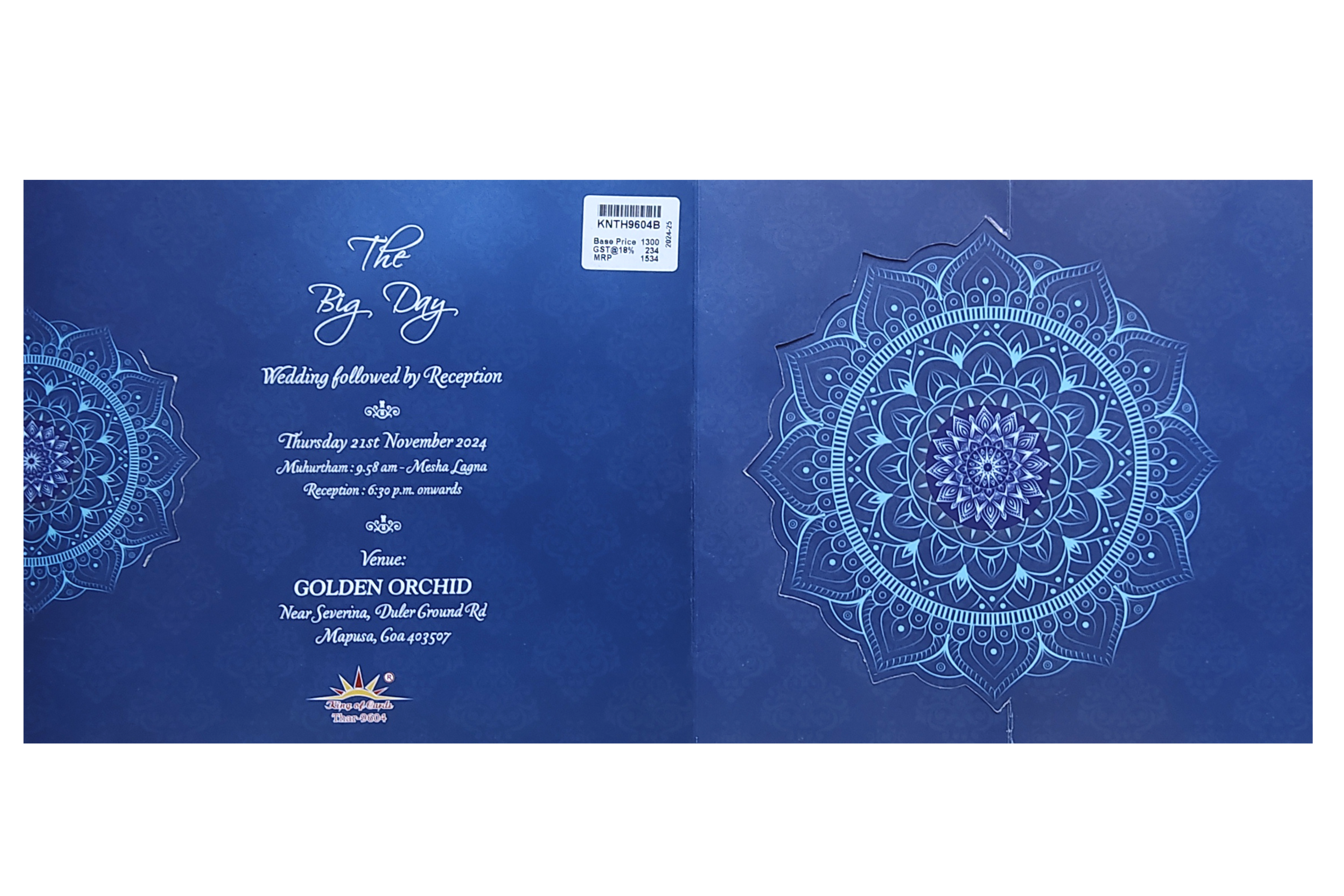 Blue Bride Groom Threefold Wedding Card-KNTH9604B