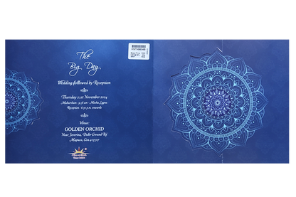 Blue Bride Groom Threefold Wedding Card-KNTH9604B