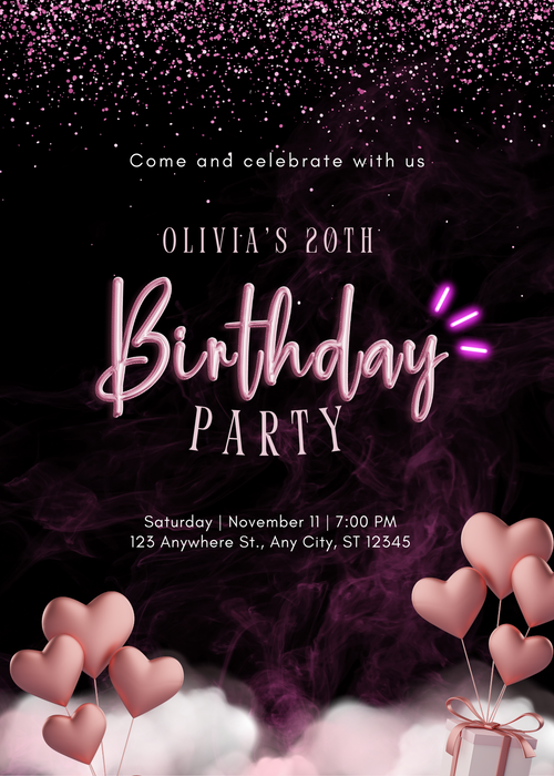 Black Hearts Kids Birthday Invitation-King of Cards