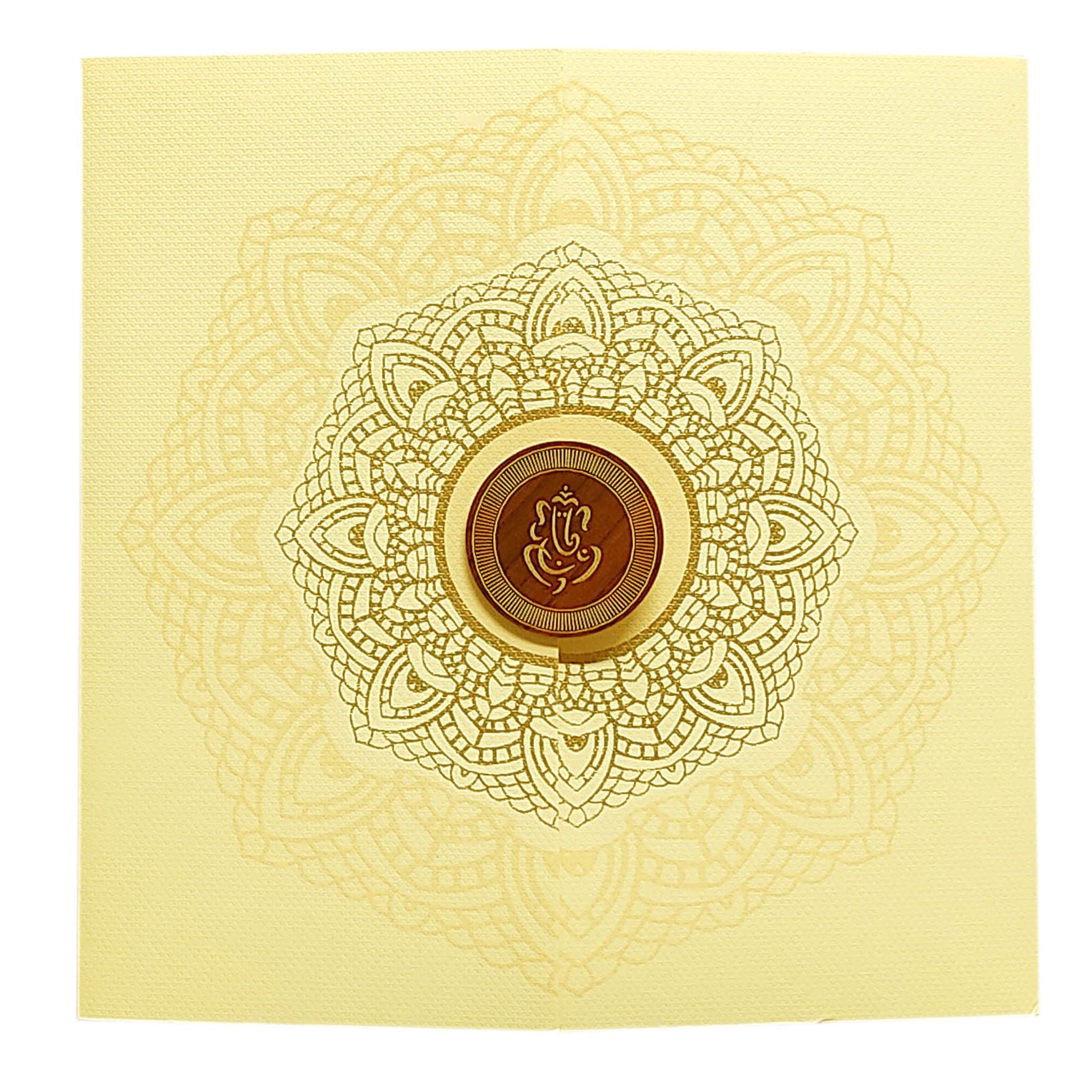 Cream Ganesha Invitation Card-KRC29131