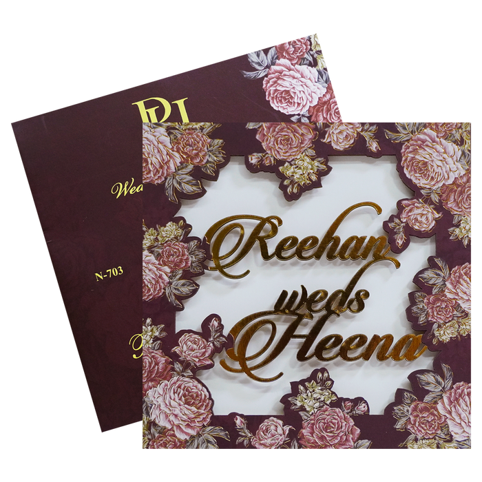 Deep Brown MDF Wedding Card-King of Cards