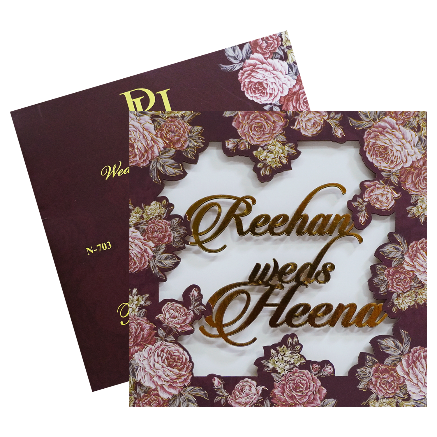 Deep Brown MDF Wedding Card-KVN07030