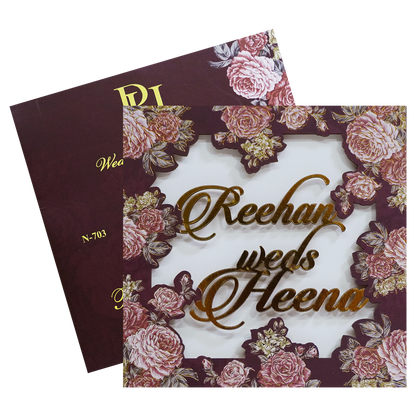 Deep Brown MDF Wedding Card-KVN07030