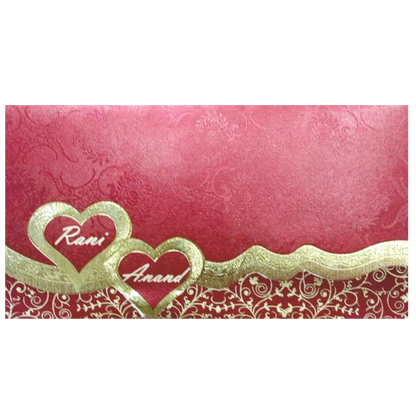 Enchanting Maroon Shading With Gold Foiling Personal Wedding Card  - KNKSP732