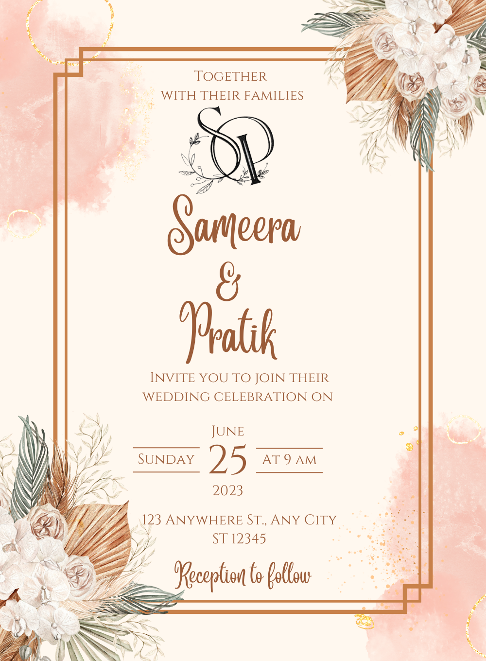 Pink Elegance Muslim Wedding Invitation-AAMWI010