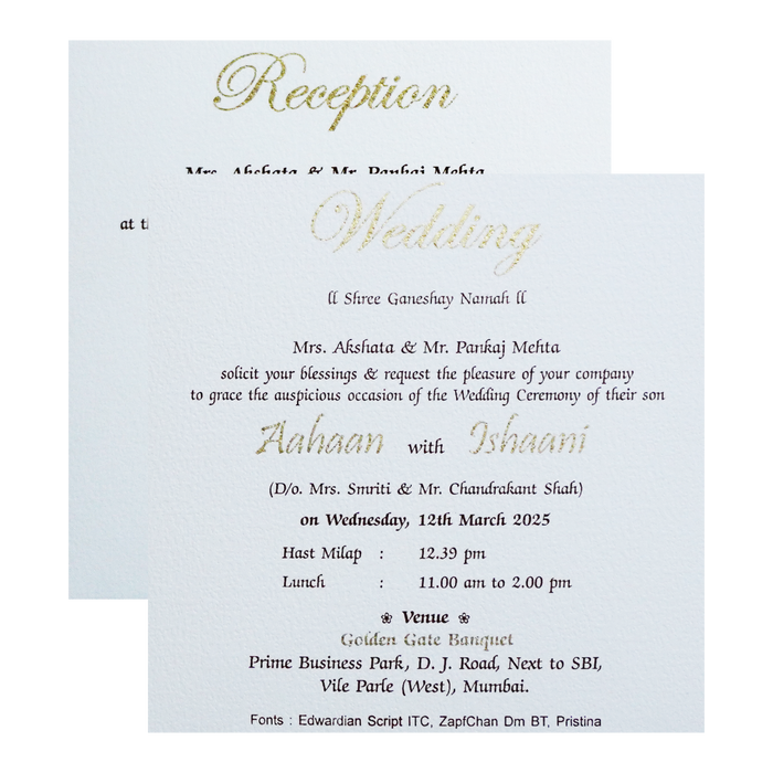 White Floral Theme Invitation-King of Cards