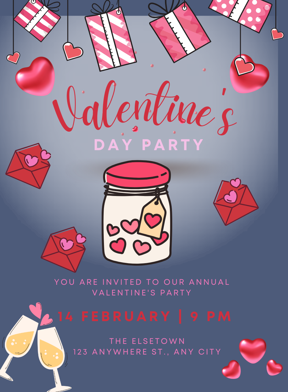 Jar of Hearts Valentines Day Invitation-AAVAl007