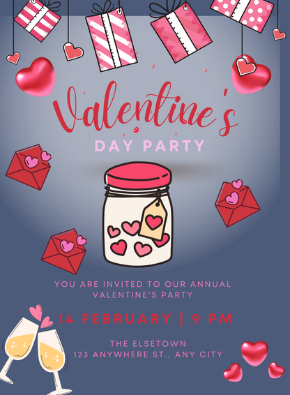 Jar of Hearts Valentines Day Invitation-AAVAl007