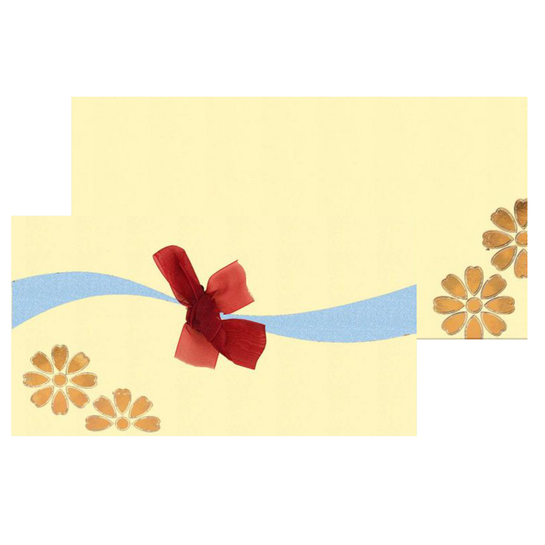 Fantastic Cream Colour With Ribbon Personal Wedding Card - KNK30421