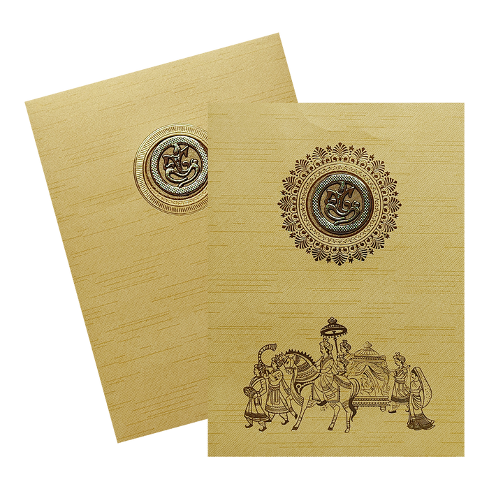 Gold Ganesha Cut Wedding Invitation Card-King of Cards