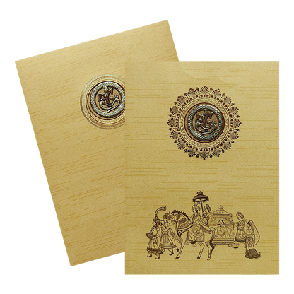 Gold Ganesha Cut Wedding Invitation Card-King of Cards