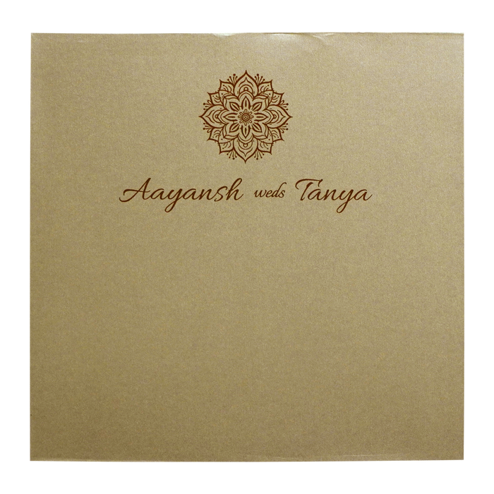 Khaki Embossed Leaf Wedding Invitation-King of Cards