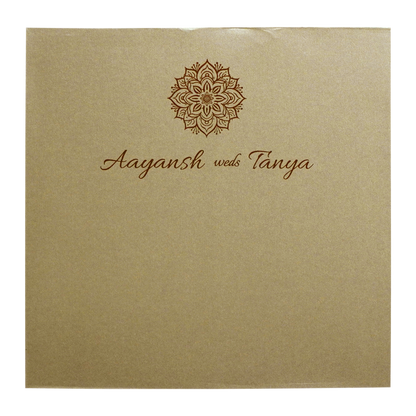 Khaki Embossed Leaf Wedding Invitation-King of Cards