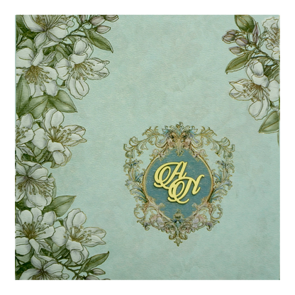 Very Light Green Floral Wedding Card-KPR09870