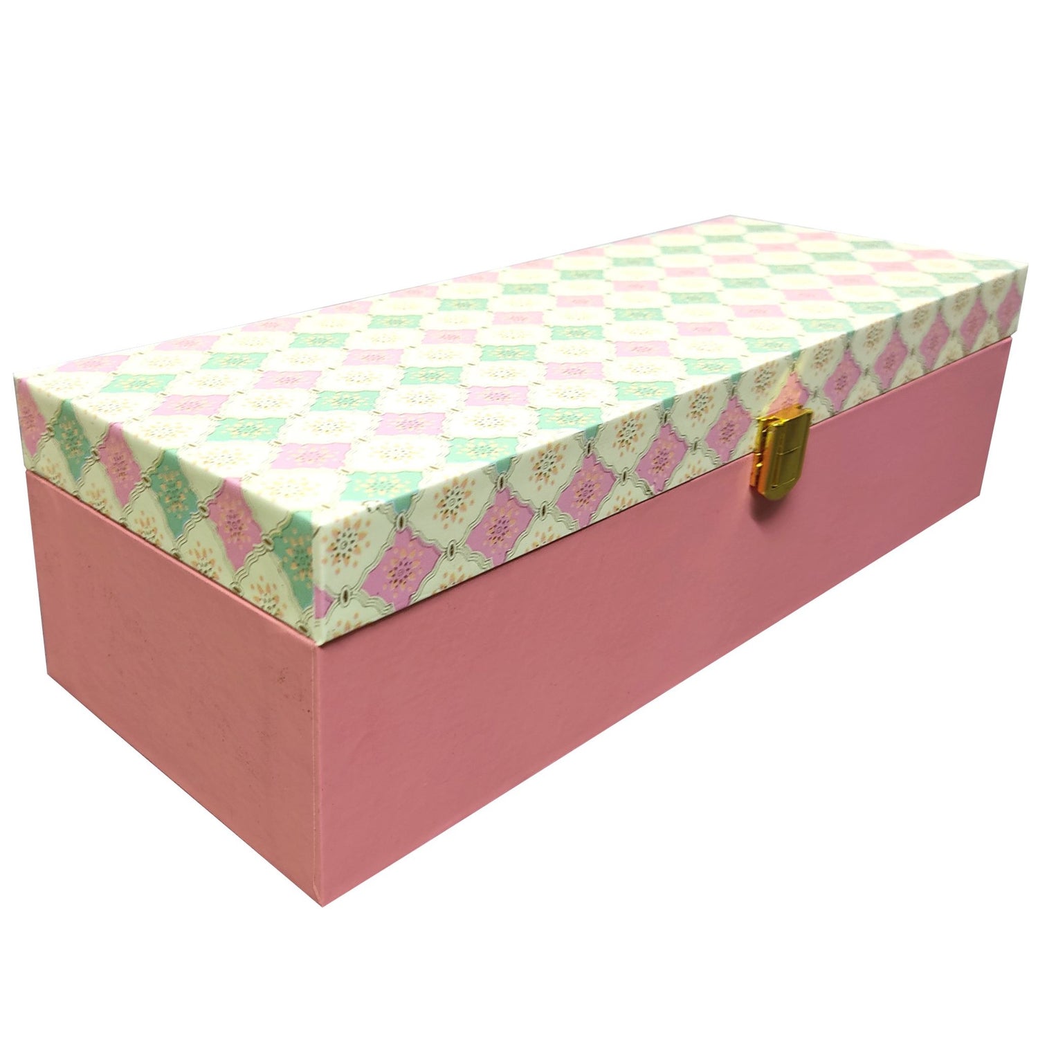 Pink And Green Elongated Box Invitation-KBX0203