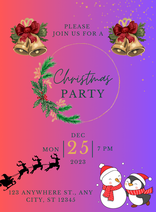 Jingle Bell Christmas Invitation-AACSS015