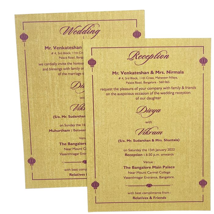 Blue Padding Floral Wedding Card In Gold Foiling Print-KNPC9519B-King of Cards