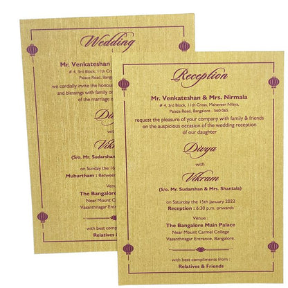 Blue Padding Floral Wedding Card In Gold Foiling Print-KNPC9519B-King of Cards