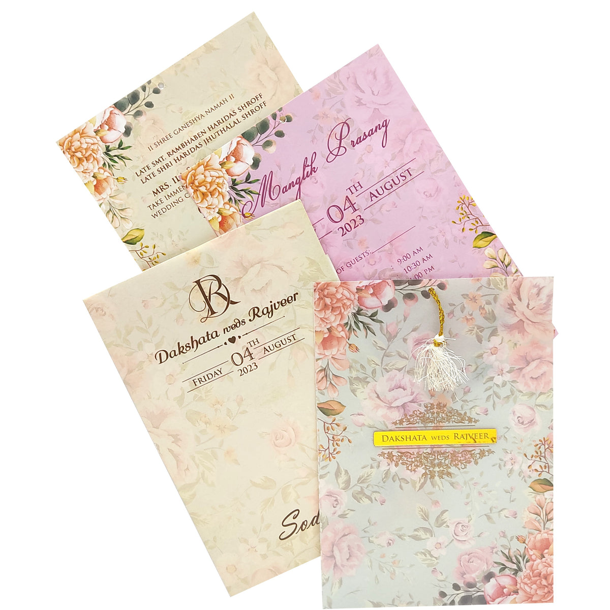 Cream Tracing Sheet Wedding Card-KVN05710