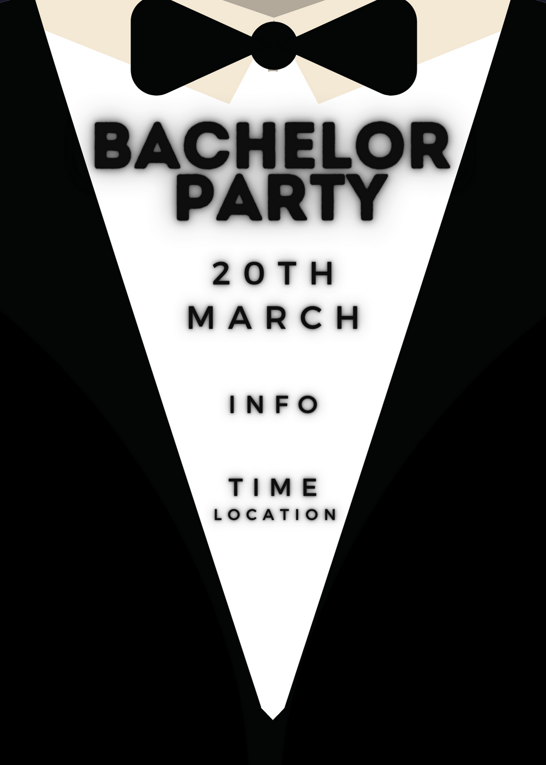 Black Tuxedo Men Bachelor Party Invitation-AABPI002