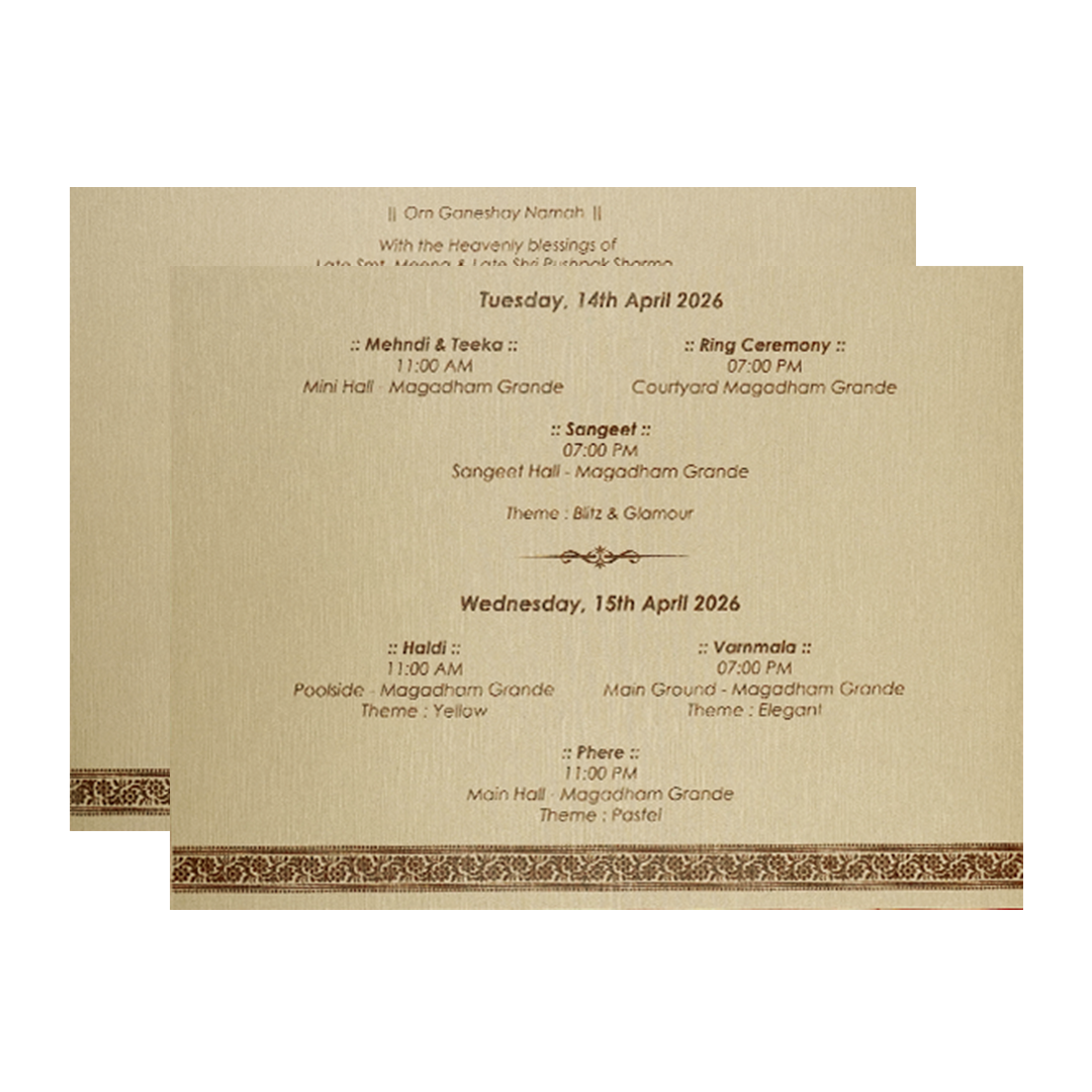 Gold Oval Monogram Padded Wedding Card-KSI64320