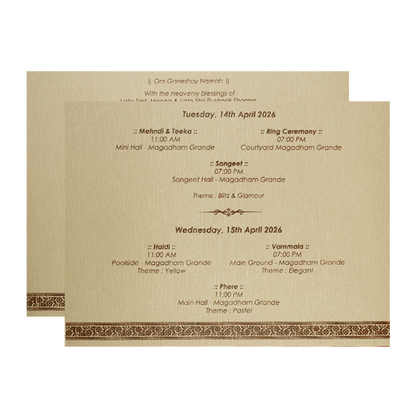 Gold Oval Monogram Padded Wedding Card-KSI64320